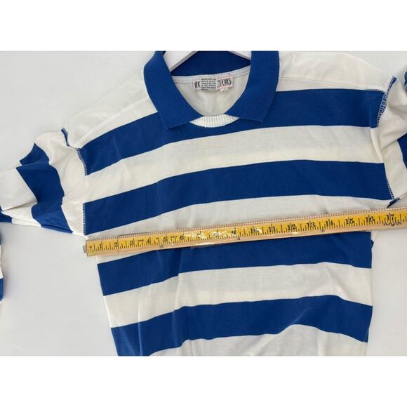 Vintage Lindsey Blake Shirt Womens Small Petite Blue White Striped 3/4 Sleeves - Picture 14 of 16